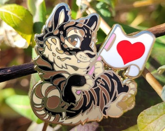 Kipe Tiger Fursona Pride Pin - Dog Cat Enamel Pin Rainbow Love is Love