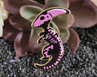Parasaurolophus Esmalte Pin Esqueleto caramelo tematizado pin azul calavera oro metal serigrafía kawaii pequeño parasauro acuático