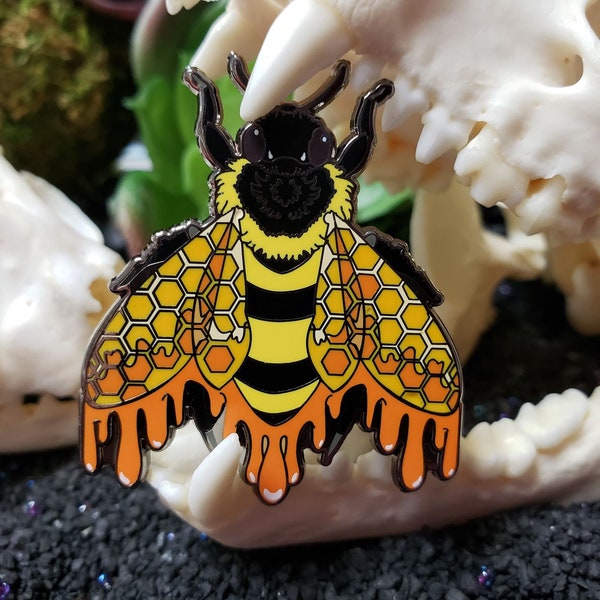 Bee Enamel Pin Yellow - Disappear Pink Bee Gold Bee Black antique Blood Honey Bumble Killer Big Cute Gift for Insect Lovers Entomology