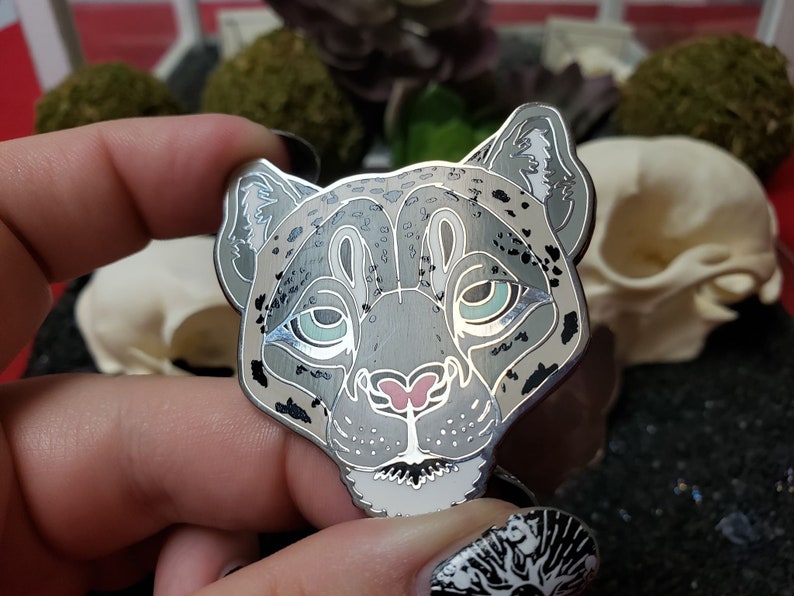 Snow Leopard Pin Set Silver Metal Screen Print Bones Skull - Etsy UK