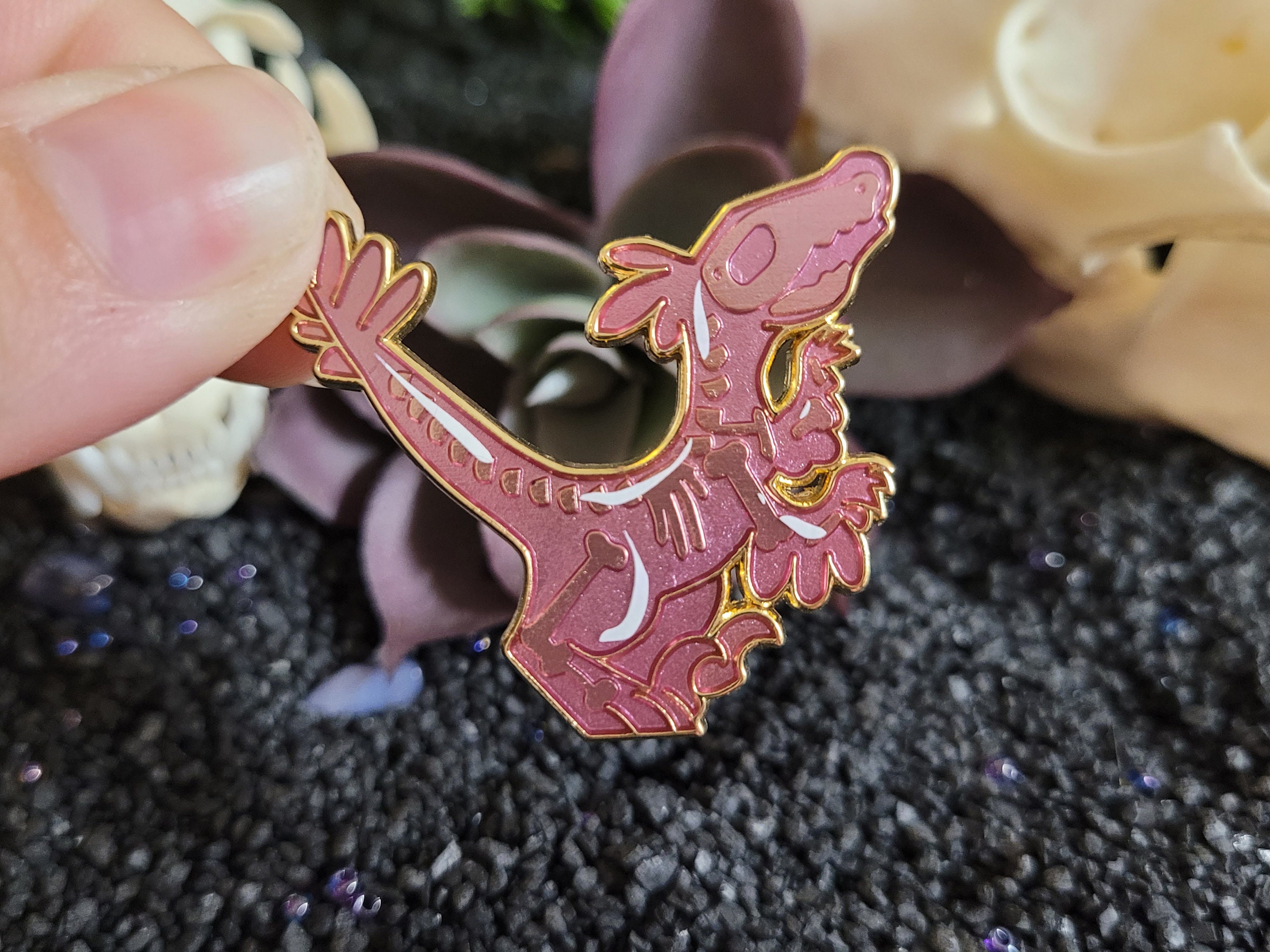 Velociraptor - Raptor Enamel Pin Skeleton Candy Themed Lapel Pin Blue ...