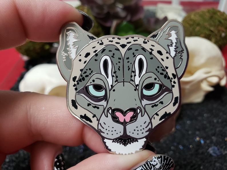 Snow Leopard Pin Set Silver Metal Screen Print Bones Skull - Etsy