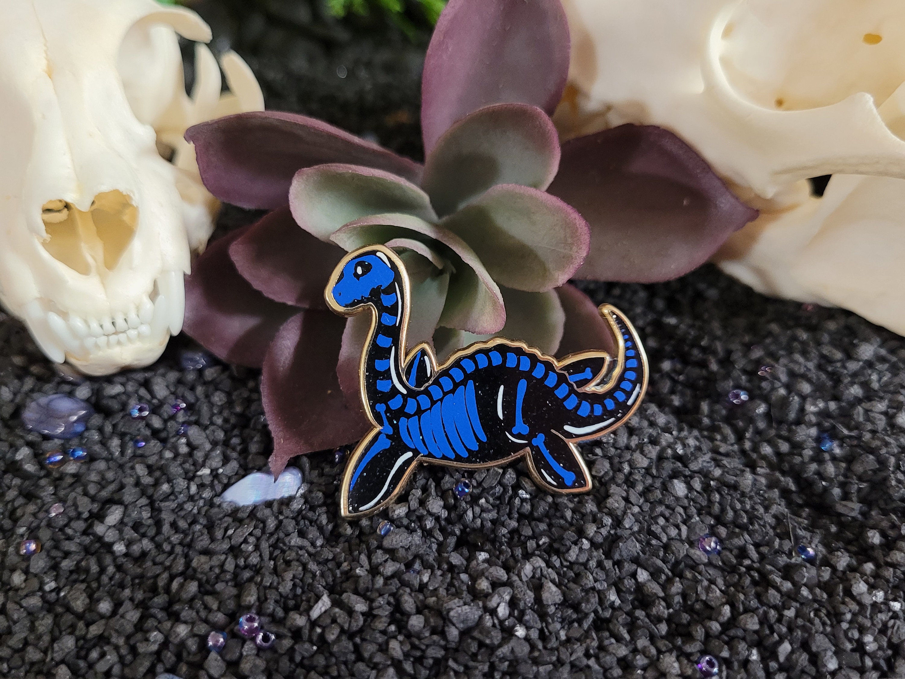 Plesiosaurus - Plessi Enamel Pin Skeleton Candy Themed Lapel Pin Blue ...