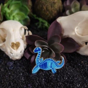 Plesiosaurus - Plessi Enamel Pin Skeleton Candy Themed Lapel Pin Blue ...
