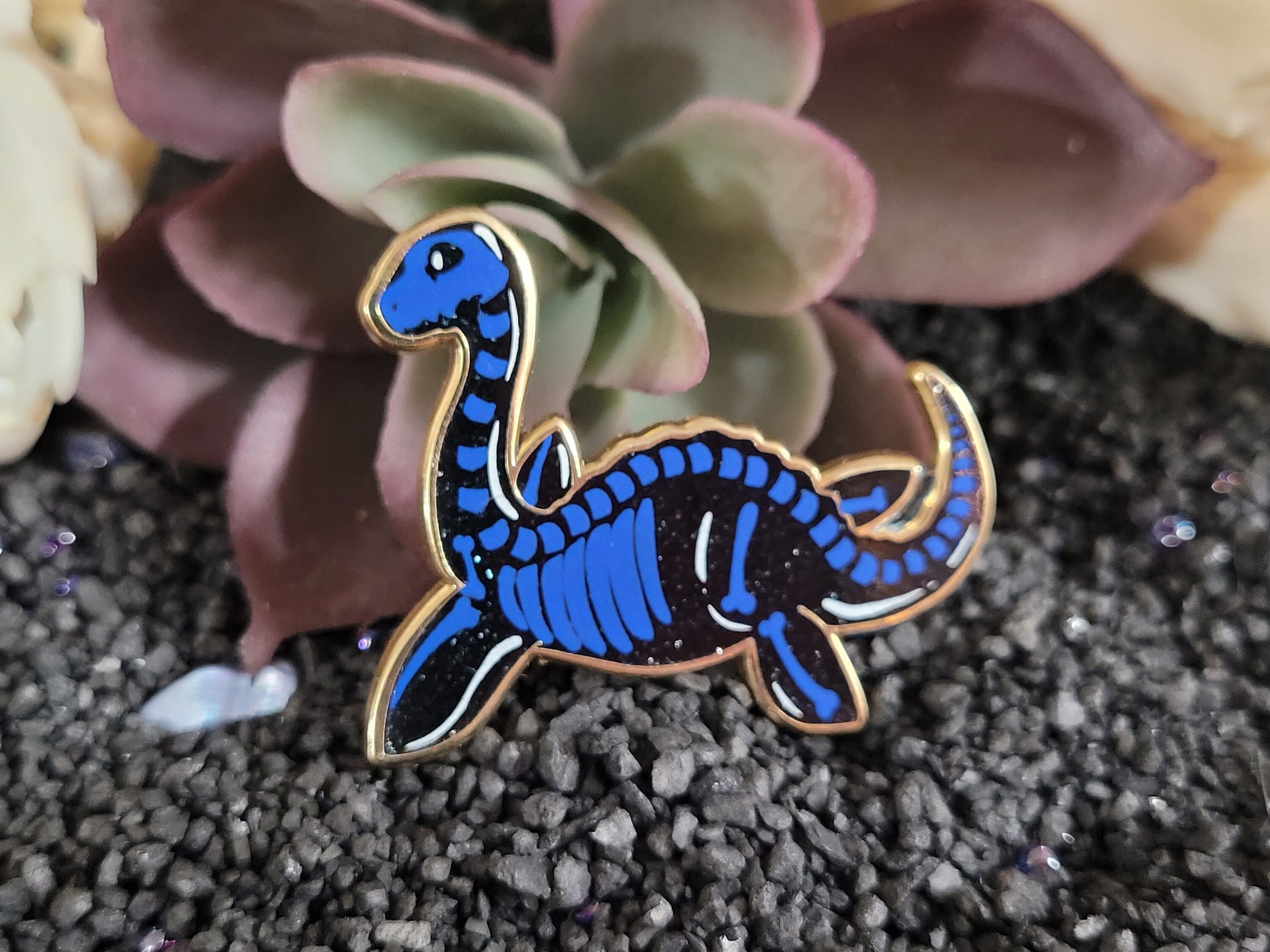 Plesiosaurus - Plessi Enamel Pin Skeleton Candy Themed Lapel Pin Blue ...