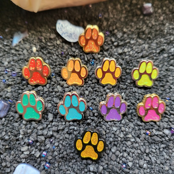 Glitter Mini Paw Print Sets Enamel Pin - Tiny Board Filler Gift for Her Puppy Kitty Dog Cat Original