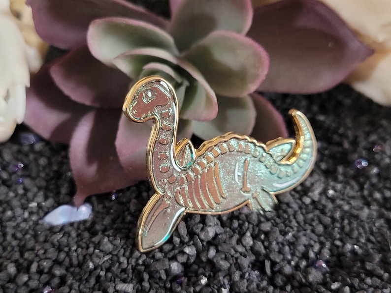 Plesiosaurus - Plessi Enamel Pin Skeleton Candy Themed Lapel Pin Blue ...