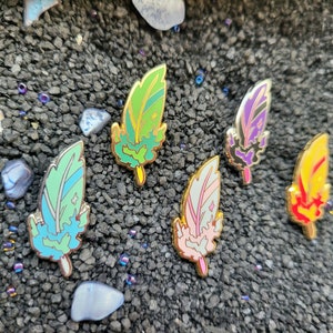 Mini Phoenix Feather Enamel Pins - Tiny and Shiny - Bird, down