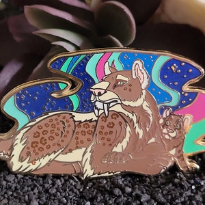 Smilodon Pin - Saber Tooth Tiger Enamel Pin Disappear Dinosaur ice Age Toothed Gift for Pin Collectors