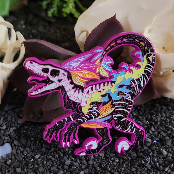 Disappear Velociraptor Pin -  Raptor Enamel Pin Disappear Dinosaur Gift for Pin Collectors Utah Raptor