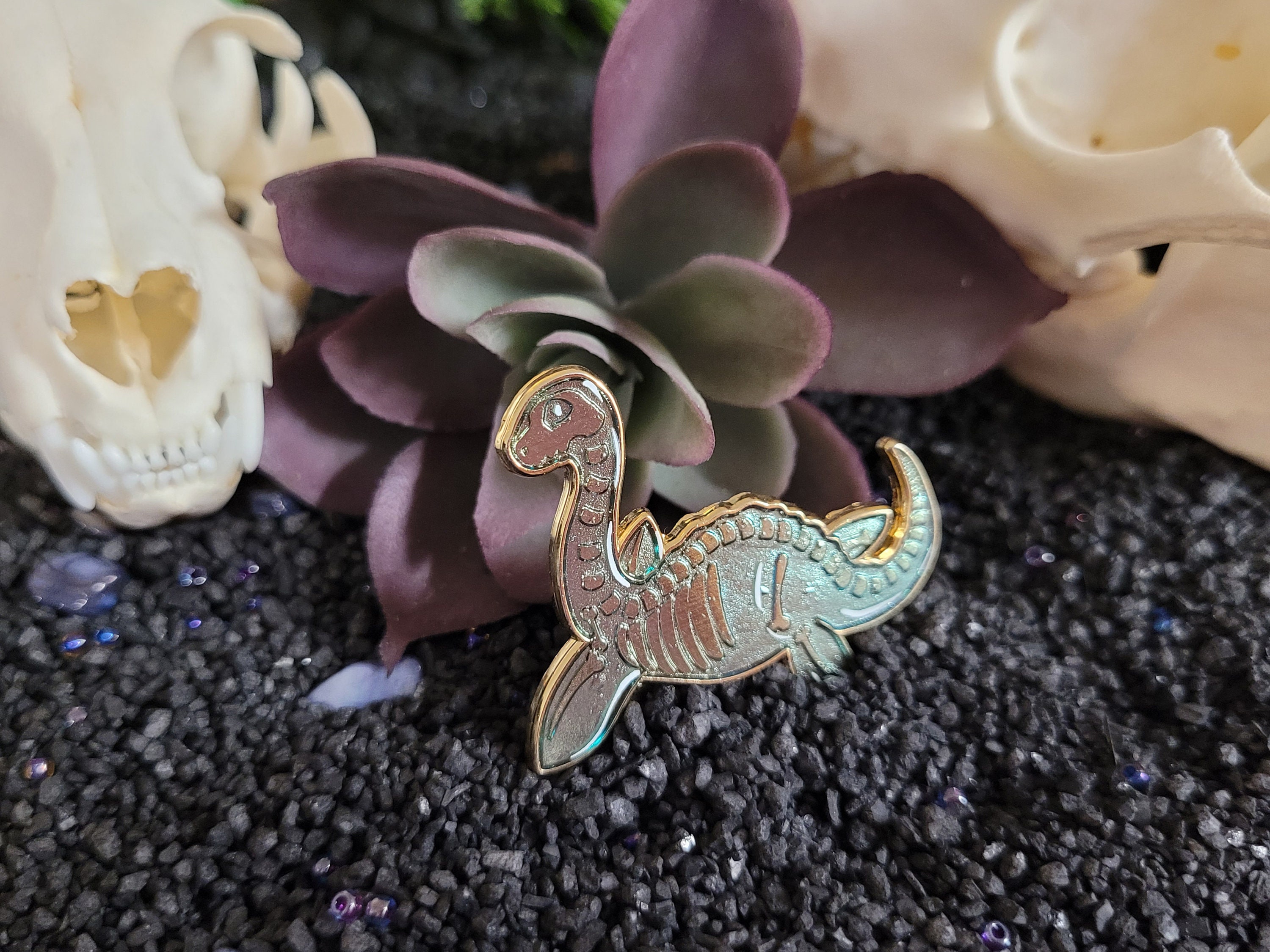 Plesiosaurus - Plessi Enamel Pin Skeleton Candy Themed Lapel Pin Blue ...