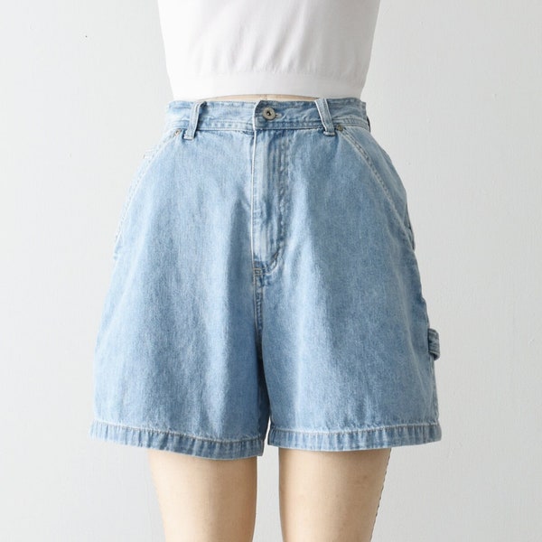 vintage denim high waist shorts, 90s carpenter jean shorts