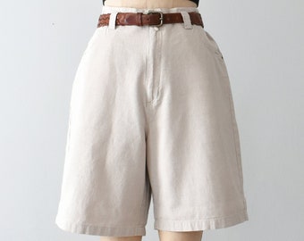 vintage linen blend shorts, 90s high waist shorts