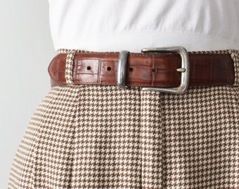 vintage brown leather belt with silver buckle | 90s Gap