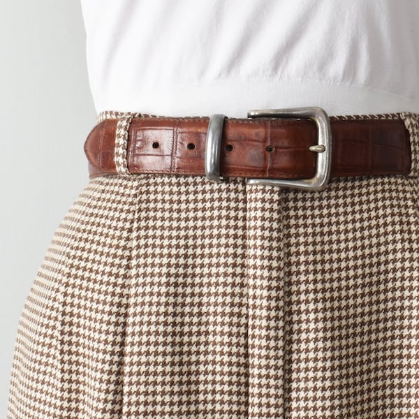 vintage brown leather belt with silver buckle | 90s Gap