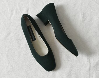 forest green flat shoes