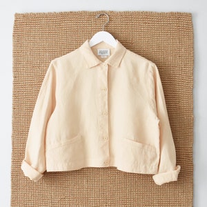 vintage Eileen Fisher cropped linen shirt jacket