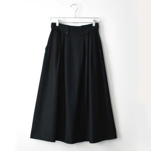 Vintage Wool Midi Skirt, Pleated A-line Skirt With Pockets, XS