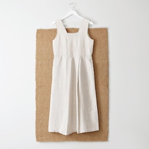 Vintage Linen Market Dress, Natural Flax Sleeveless Dress, S