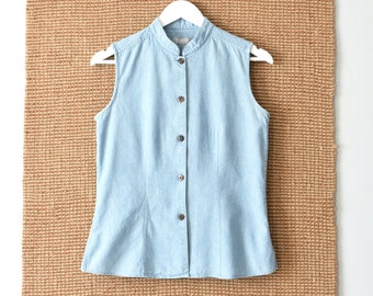 vintage ESPRIT sleeveless denim shirt, chambray cotton top