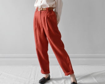 Vintage 80's High Waisted Trousers Cuffed Pleated Pants | Etsy