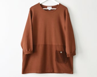 vintage rust cotton pullover shirt, 90s oversized sweatshirt