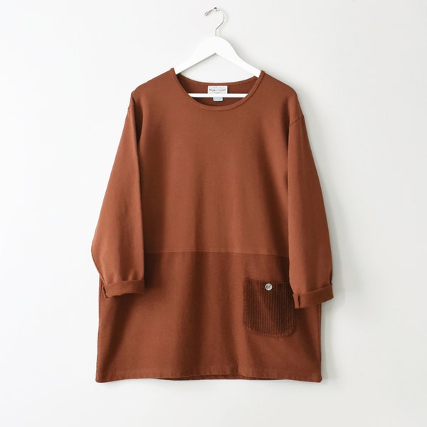 vintage rust cotton pullover shirt, 90s oversized sweatshirt