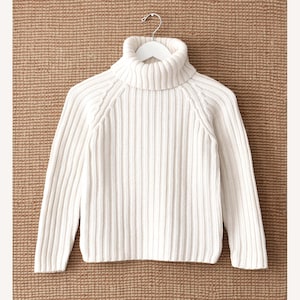 Vintage Kurzarm Baumwolle Pullover, Weiß Gerippt Strick Rollkragen