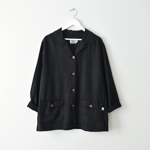 vintage tencel shacket, 90s black shirt jacket image 1