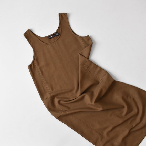vintage linen tank dress with pockets, size M