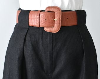 vintage wide brown leather belt