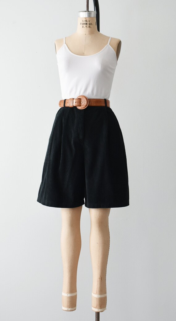 vintage black corduroy high waisted shorts - image 2