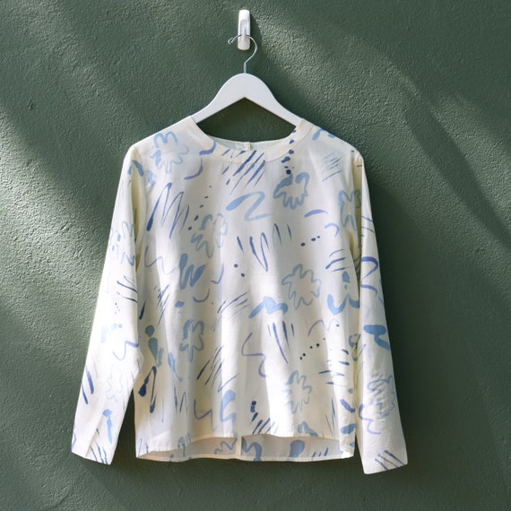 artist made hand-painted shirt, long sleeve upcyc… - image 1