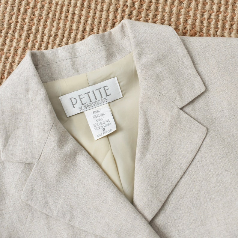 vintage linen suit, 90s two piece pant & jacket set image 4