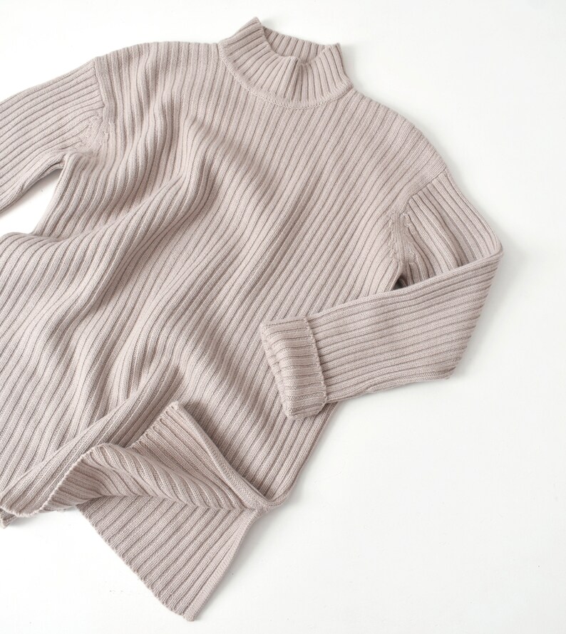 vintage chunky merino wool sweater, 90s ribbed knit pullover image 7