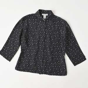 vintage 90s silk shirt, dot print button down blouse image 6