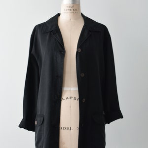vintage tencel shacket, 90s black shirt jacket image 3