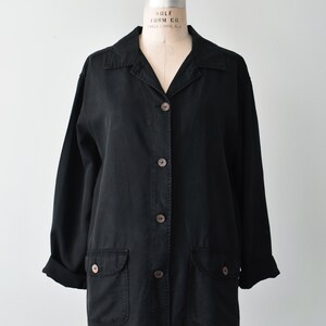 vintage tencel shacket, 90s black shirt jacket image 2