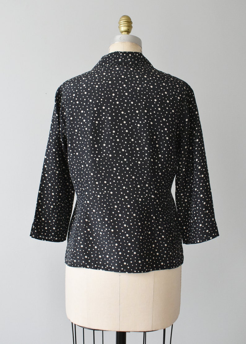 vintage 90s silk shirt, dot print button down blouse image 5