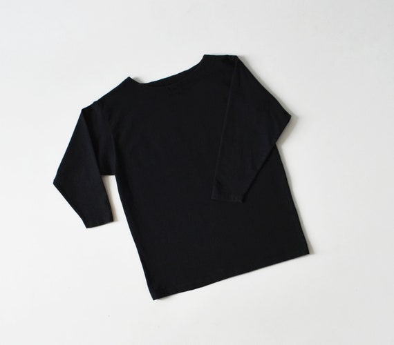 vintage minimal black long sleeve cotton t-shirt,