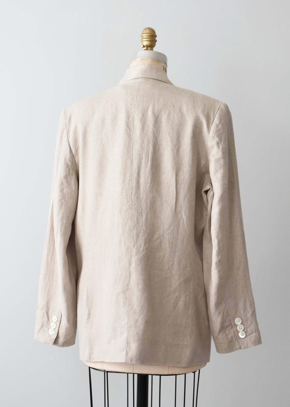 90s Gap Linen Blazer, Vintage Beige Button Front Jacket, L