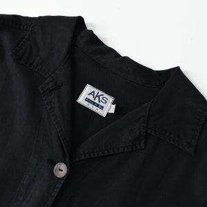 vintage tencel shacket, 90s black shirt jacket image 4