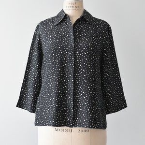 vintage 90s silk shirt, dot print button down blouse image 3