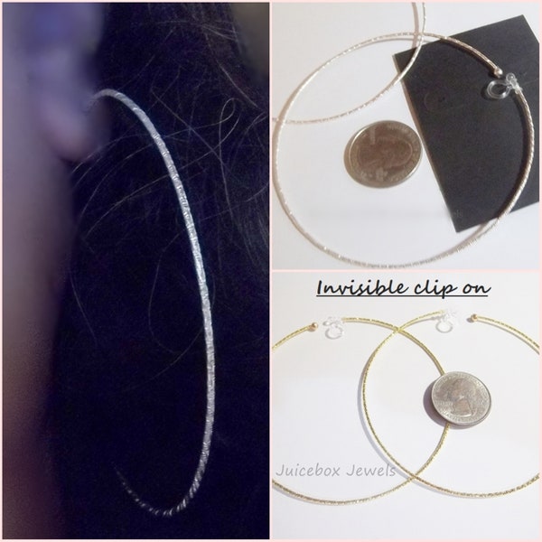 The Small Clear Hoop Earrings in Gold (Clip)