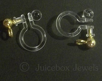 3/6/12 Pairs DIY Invisible Clip On Earring Finding,Stainless Steel Ball/loop,Gold Plated Non-Pierced,Hypo-allergenic,Craft Item,Finding Y184