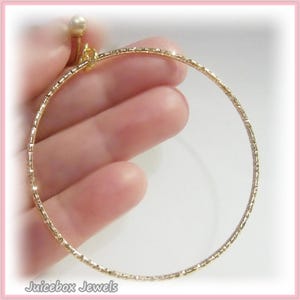 Clip on or Pierced 2-1/4&quot; Gold Tone Textured Thin large Hoop Fun Fashion Trendy Earrings, 1 Pair B28