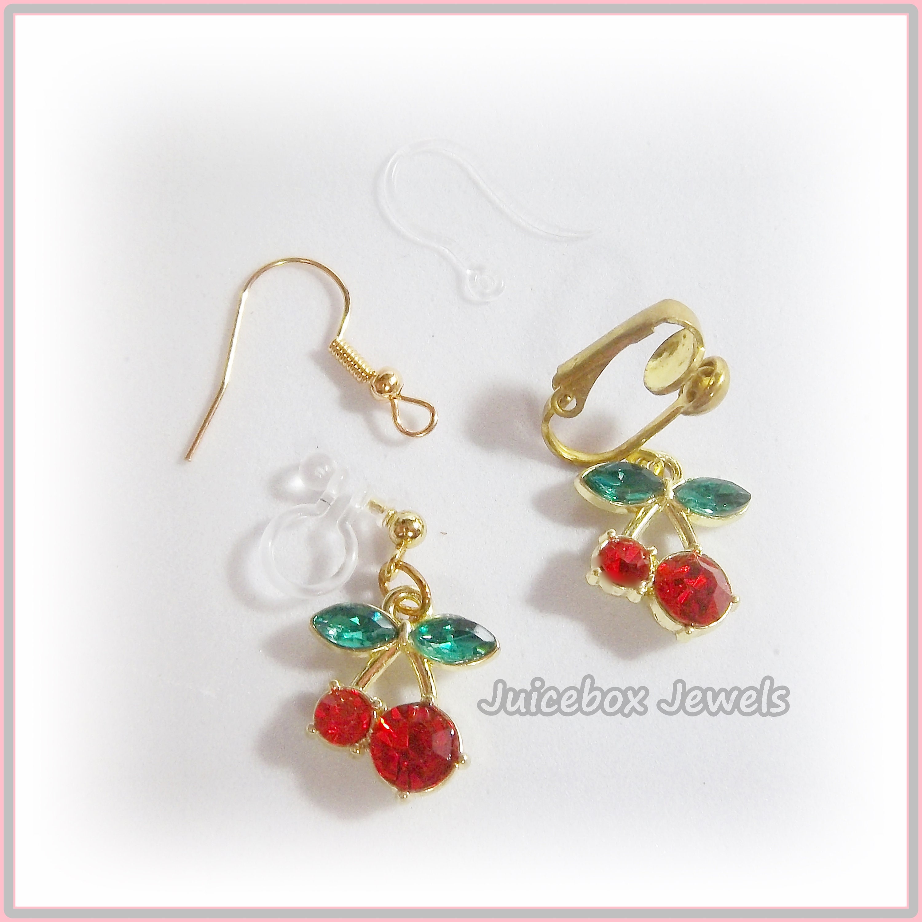 ピアス Cherry Crystal Clip-On Earrings Alessandra Rich Cherry Crystal Clip-On Earrings - Runway Catalog