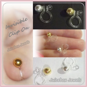 Invisible Illusion 5mm ball Silver Plated or Gold Plated, Simple Lightweight Clip On Stud, Non-Pierced Earrings , Handmade