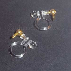 3/6/12 Pairs DIY Invisible Clip On Earring Finding,Stainless Steel Ball/loop,Gold Plated Non-Pierced,Hypo-allergenic,Craft Item,Finding Y184 image 3