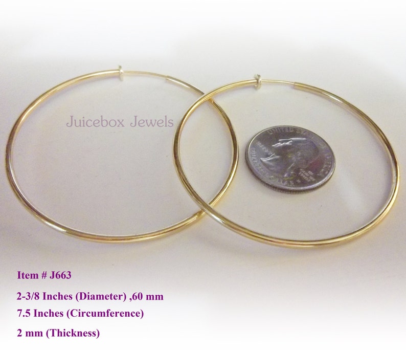 2-3/8 Inch Clip on Gold Plated Spring Action Fake HOOP Non-pierced ...